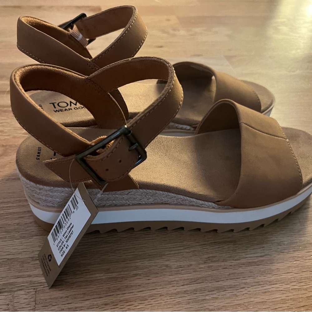 Toms Tan Platform Espadrille Sandals